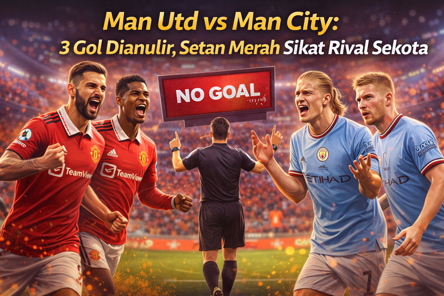 Man Utd vs Man City 3 Gol Dianulir, Setan Merah Sikat Rival